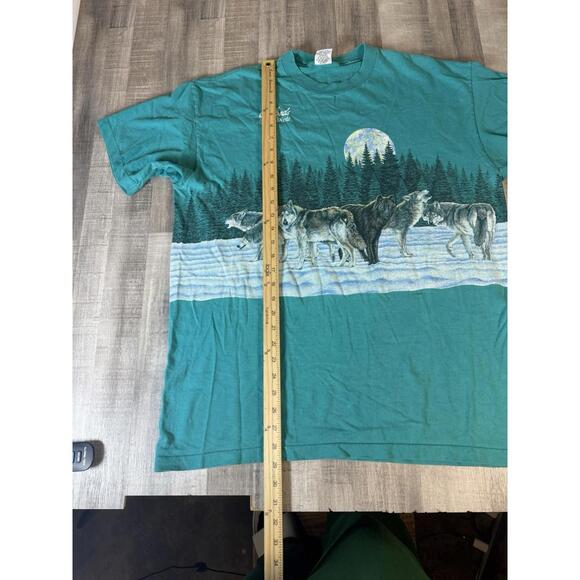 Vintage Bad Lands South Dakota Wraparound Nature T Shirt Wolf Teal Signal Tee XL - Picture 9 of 9
